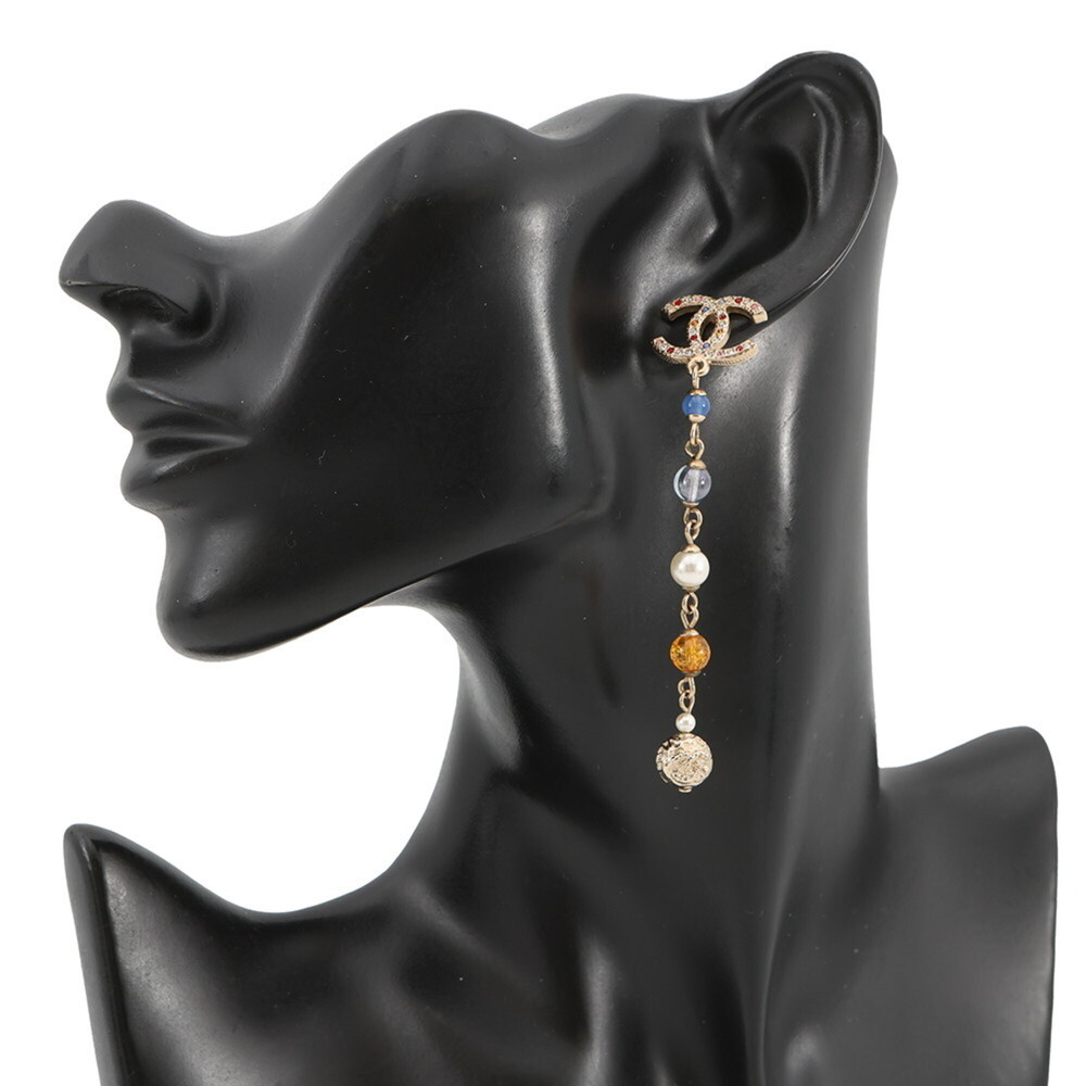 CHANEL Authentic Gold Pearl Logo Earrings - Picture 5 of 8